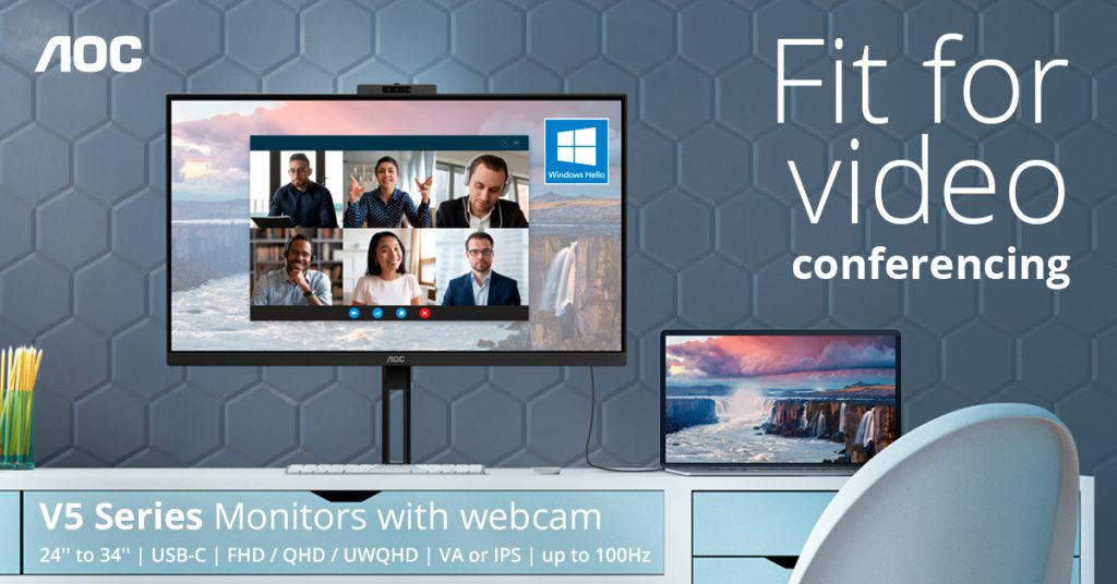 AOC: la serie V5 si arricchisce di nuovi monitor dotati di connettività USB-C e webcam